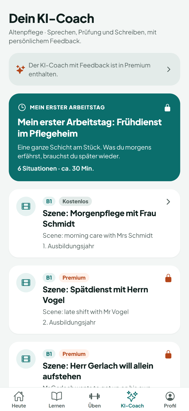 KI-Coach mit Szenen und Schichten